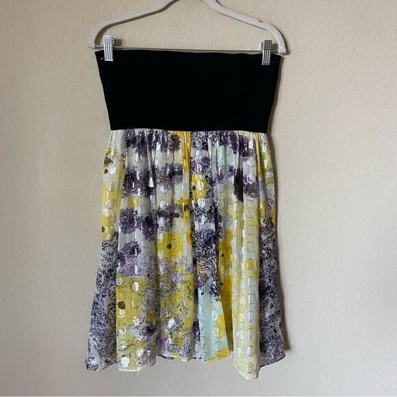 Diane Von Furstenberg Silk Mini Yellow Dress Asti Met Dot Strapless Size 4 - Picture 6 of 10